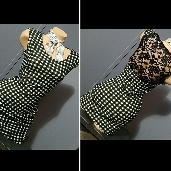 CLEARANCE Gorgeous checkered lace back mini dress - Picture 4 of 10